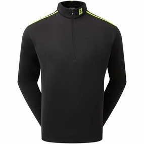 Checkered Active Fit FootJoy Jersey Solid Chillout 1/4 Zip Pullover - Black/Acid Green