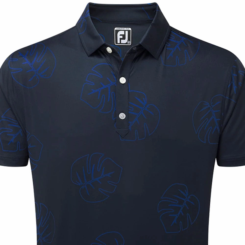 FootJoy Jungle Leaf Print Polo Shirt - Navy Tonal Affordable Fashion