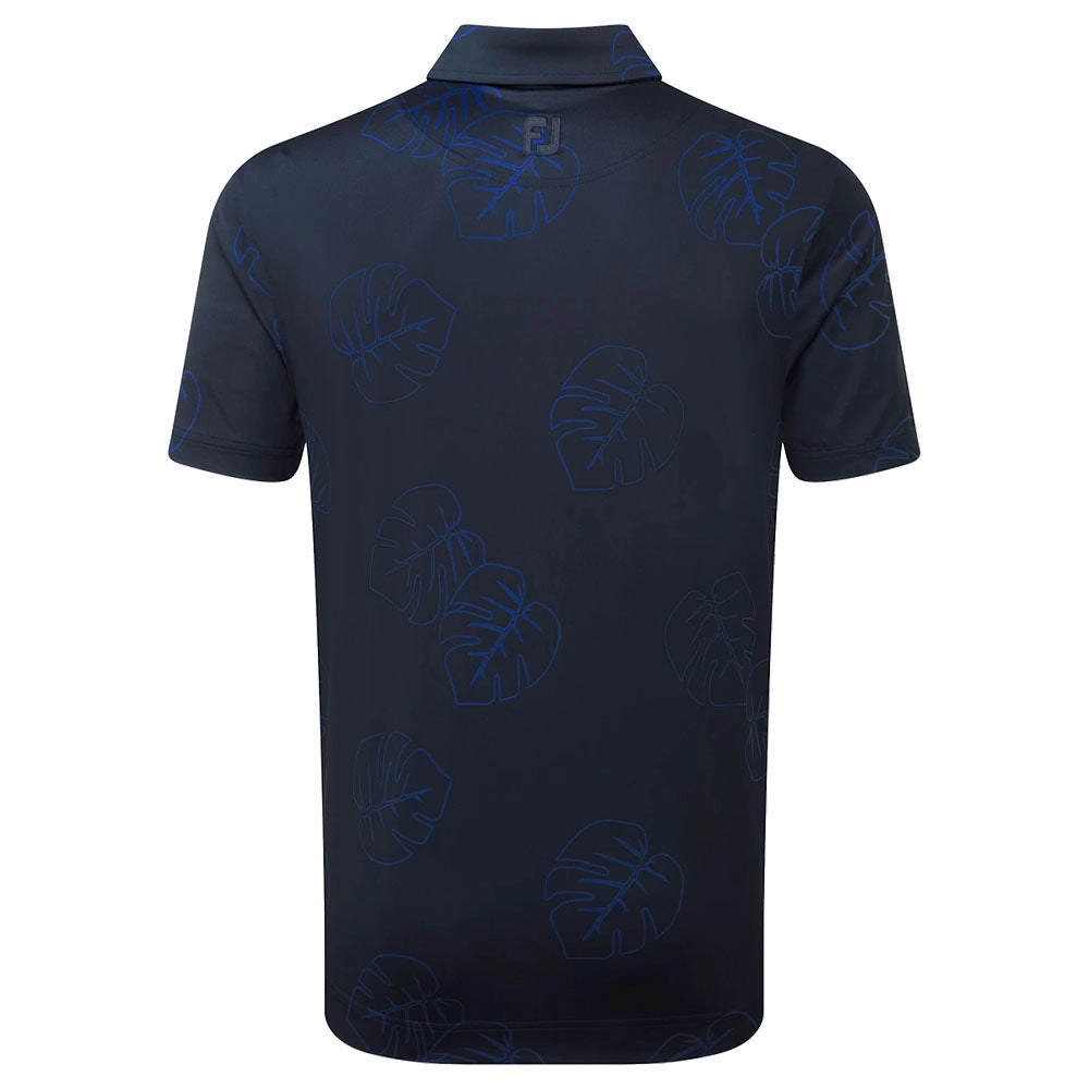 FootJoy Jungle Leaf Print Polo Shirt - Navy Tonal Comfort and Ease