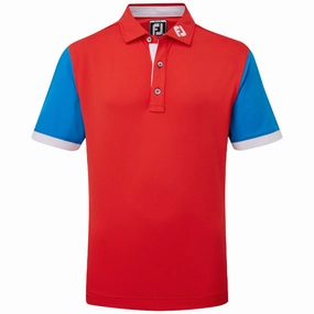 FootJoy Junior Colour Block Polo Shirt - Bright Red Flattering Shape