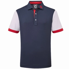 Teenager fashion Lint Resistant Surface FootJoy Junior Colour Block Polo Shirt - Navy/White