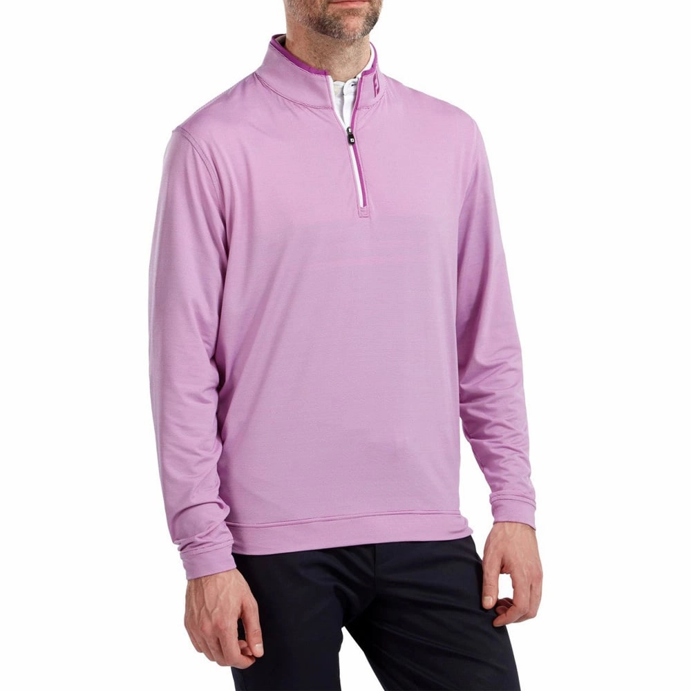 FootJoy Lightweight Microstripe Chill-Out Sweater - Mulberry/White Layered Comfort