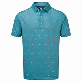 Workout Gear FootJoy Lisle Cocktail Print Polo Shirt - Storm Blue