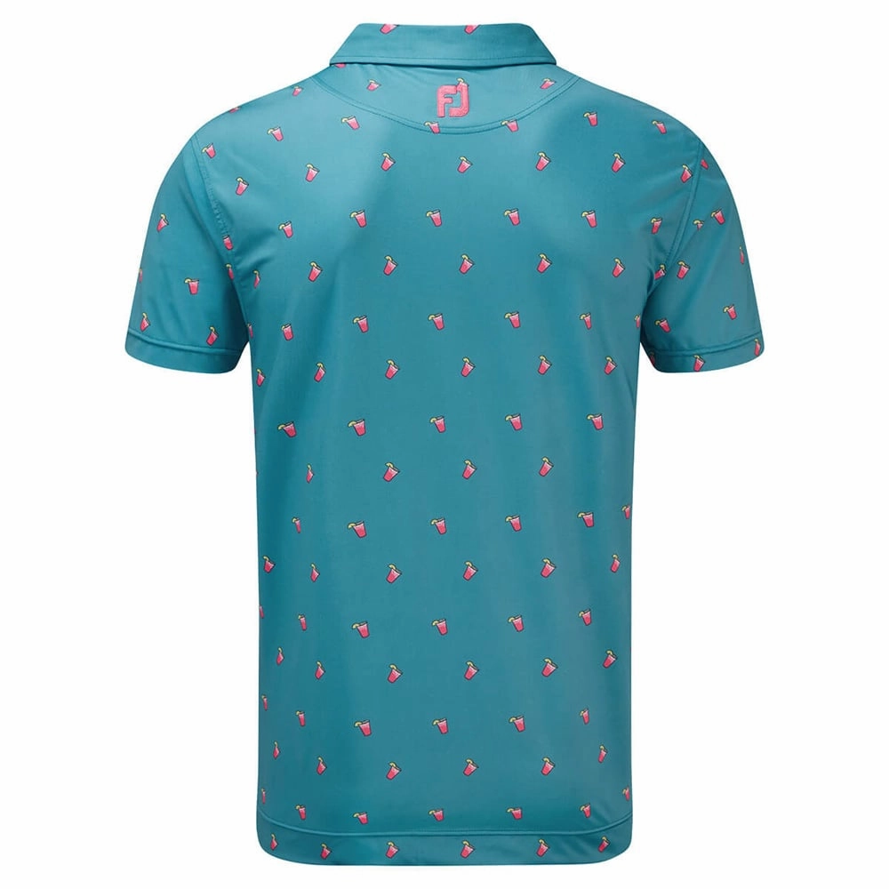Active Trend Perfect Layering FootJoy Lisle Cocktail Print Polo Shirt - Storm Blue