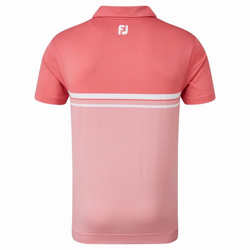 Soft Feel FootJoy Lisle End on Stripe Polo Shirt - Cape Red/White