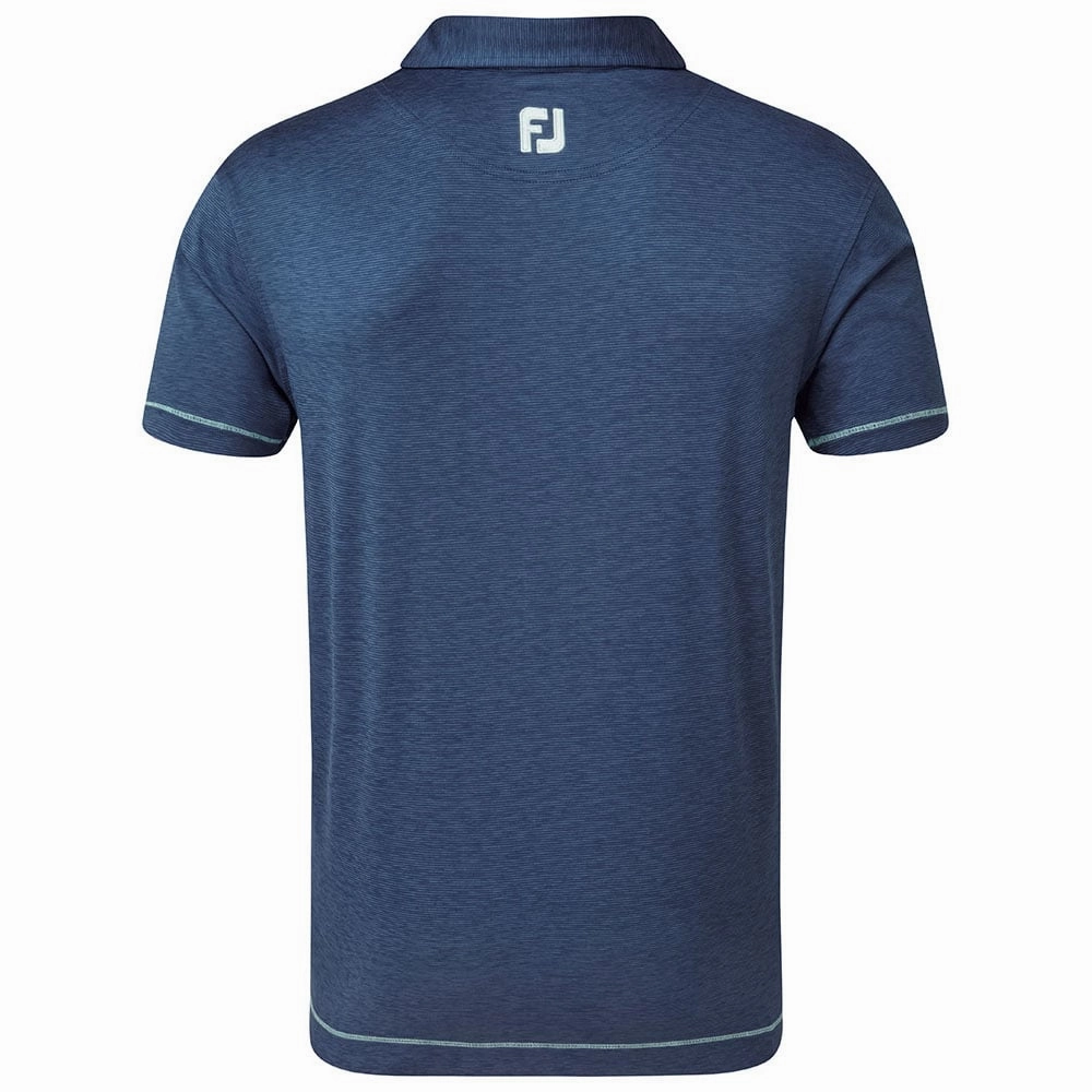 FootJoy Lisle Spacedye Microstripe Polo Shirt - Blue Outdoor Sports