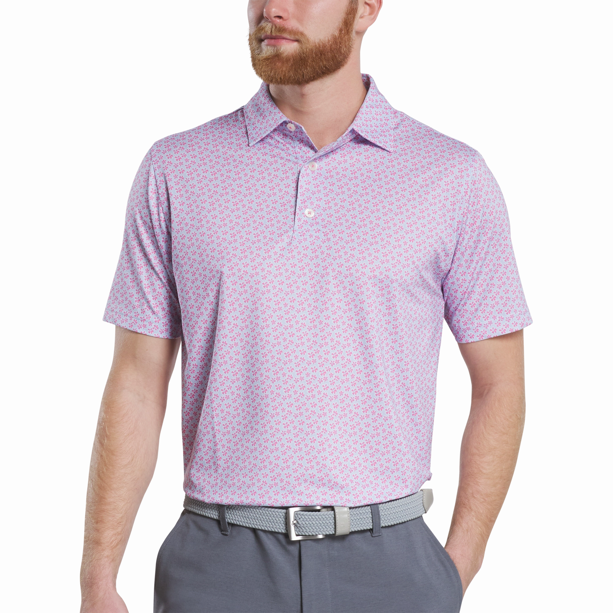FootJoy Mens Floral Print Polo Summer Business Hygroscopic Threads