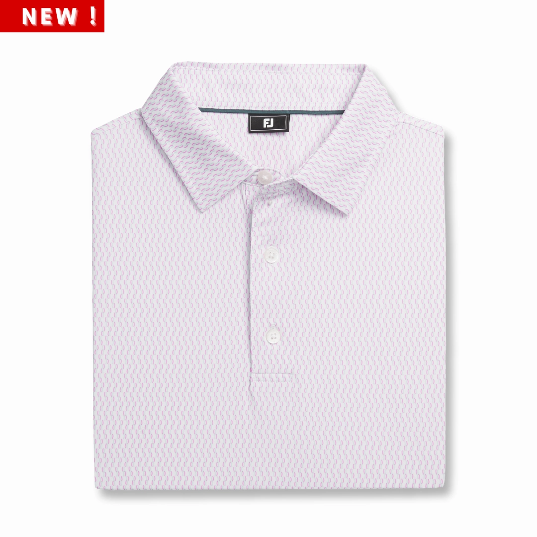Yarn Dyed Collar FootJoy Mens Wiggle Print Polo