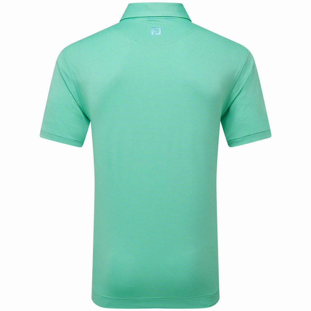 Breathable touch FootJoy Micro Feeder Stripe Lisle Polo Shirt - Lagoon/Mint
