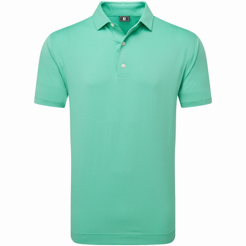 ReinforcedHems FootJoy Micro Feeder Stripe Lisle Polo Shirt - Lagoon/Mint