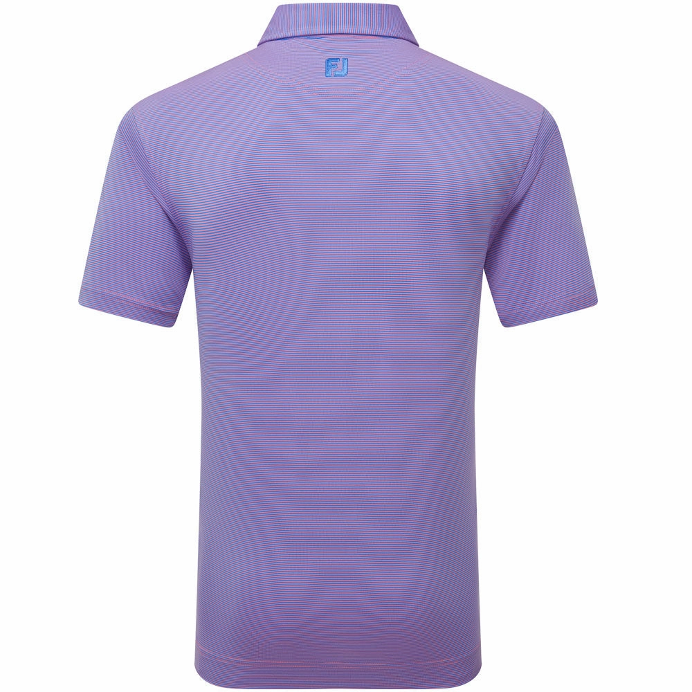 FootJoy Micro Feeder Stripe Lisle Polo Shirt - Marine/Pink Flatlock stitching School Uniform