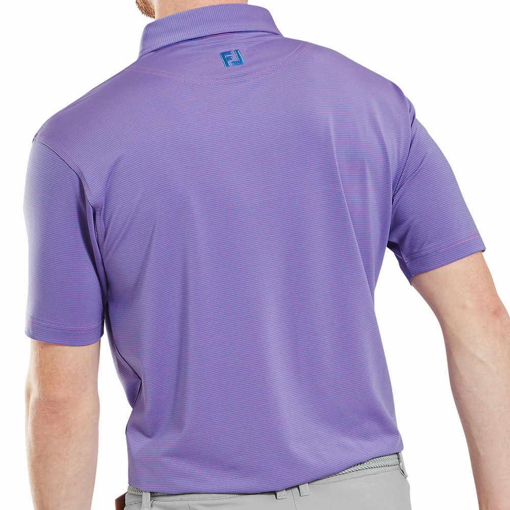Minimalistic Wear Daily Style FootJoy Micro Feeder Stripe Lisle Polo Shirt - Marine/Pink