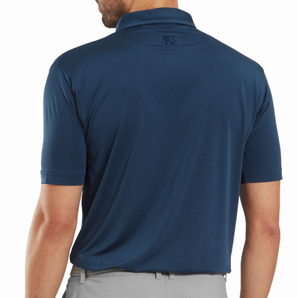 FootJoy Micro Feeder Stripe Lisle Polo Shirt - Navy Tonal Chic Style