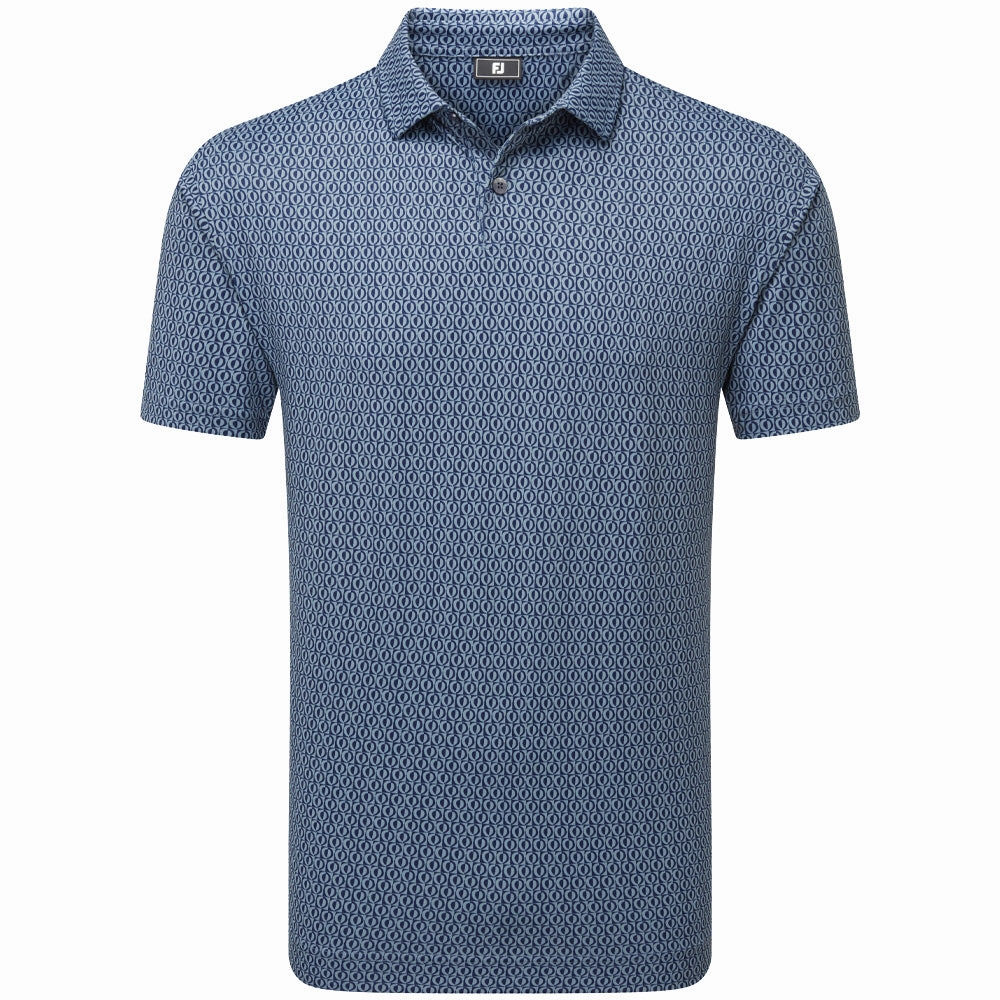 Airflow Ventilation Design Comfortable Stretch FootJoy Modernist Geo Print Pique Polo Shirt - Steel Blue/Navy