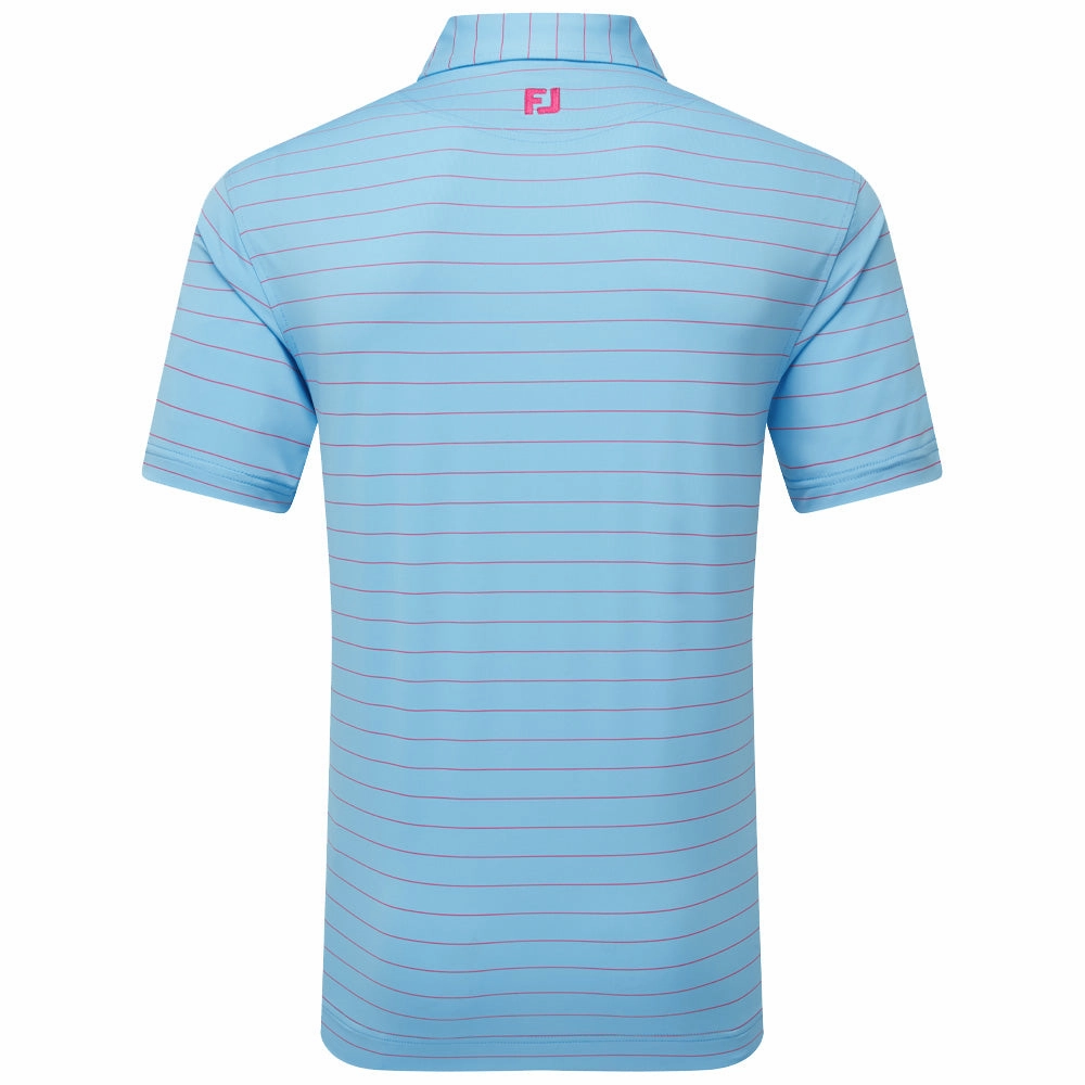 FootJoy Open Pinstripe Lisle Polo Shirt - Air Blue/Magenta Sporty Fashion Fashionable Ease