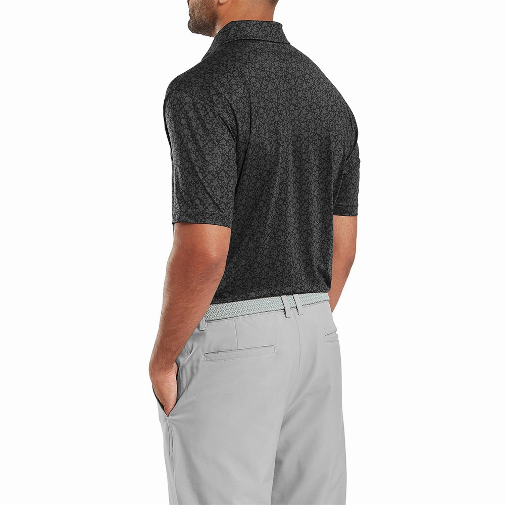 EcoConscious Processing Functional Fashion FootJoy Painted Floral Lisle Polo Shirt - Black
