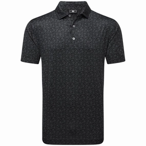 FootJoy Painted Floral Lisle Polo Shirt - Black Casual All-Day