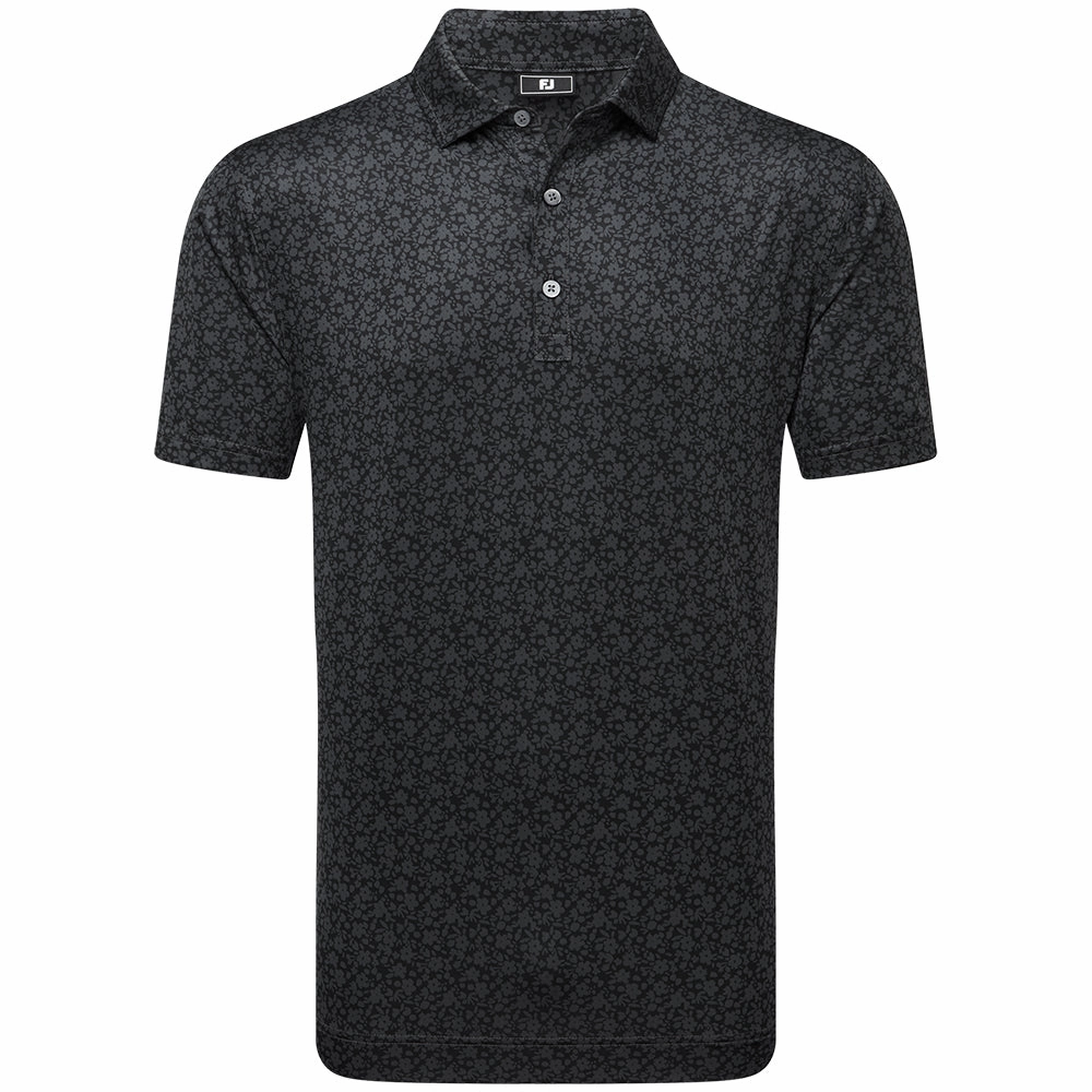 FootJoy Painted Floral Lisle Polo Shirt - Black Casual All-Day