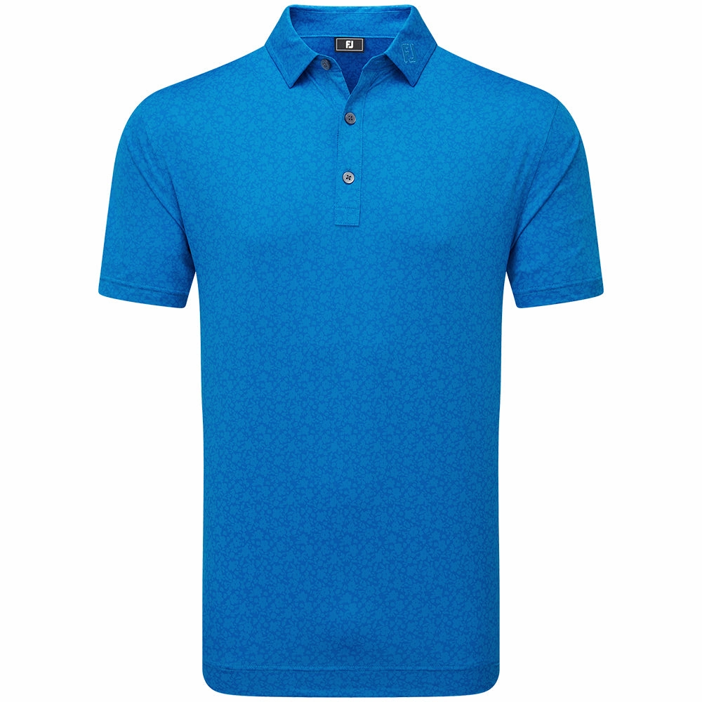 Thermal Regulation Fabric Comfort Design FootJoy Painted Floral Lisle Polo Shirt - Cobalt