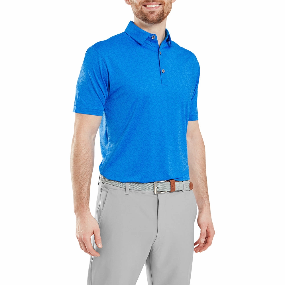 FootJoy Painted Floral Lisle Polo Shirt - Cobalt Anti-static Everyday Fashion