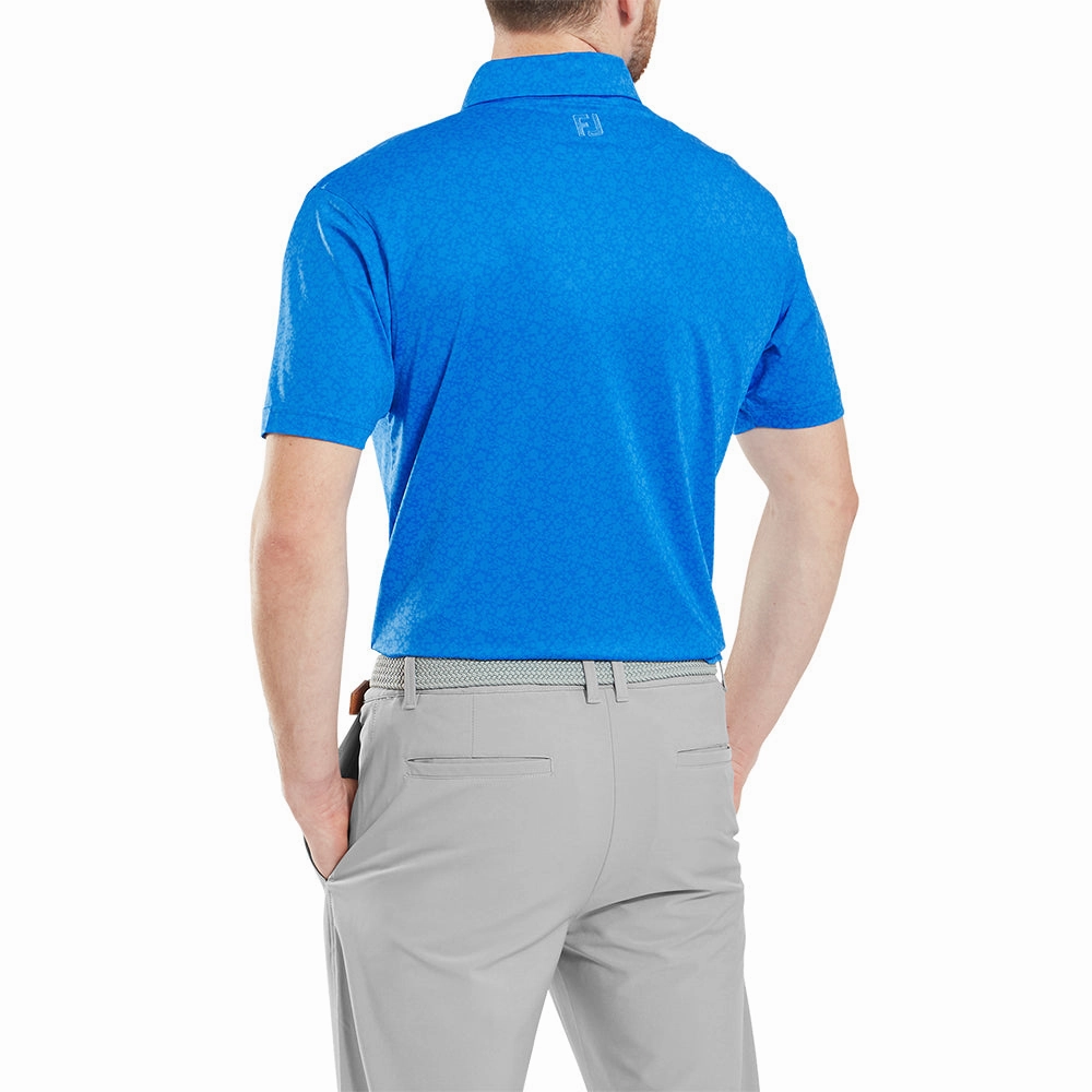 Date night FootJoy Painted Floral Lisle Polo Shirt - Cobalt
