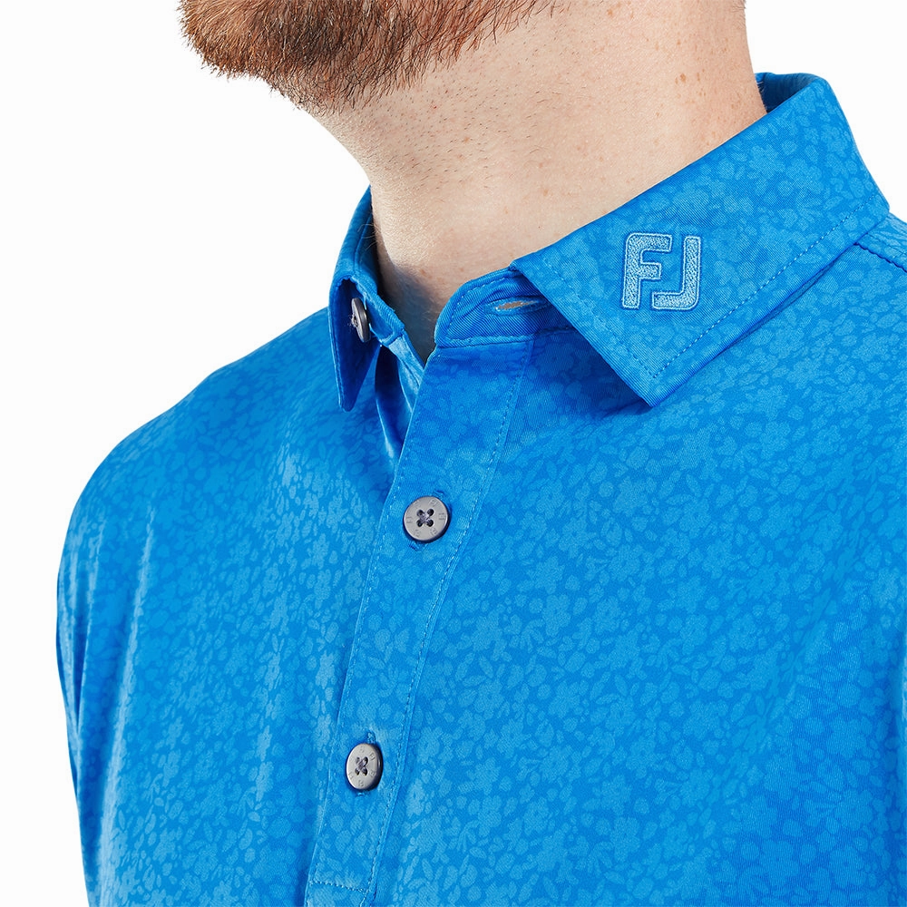 FootJoy Painted Floral Lisle Polo Shirt - Cobalt Fashionable Layer Travel Style Trend
