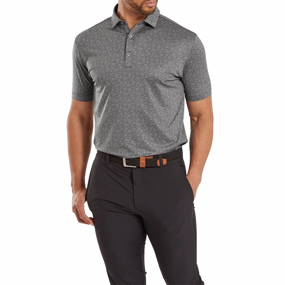 Animal Print Comfy Essentials Wear FootJoy Painted Floral Lisle Polo Shirt - Gravel