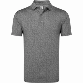 FootJoy Painted Floral Lisle Polo Shirt - Gravel Timeless Top