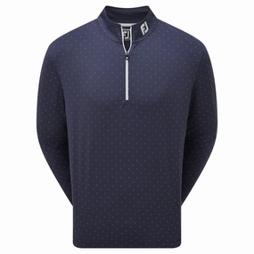 absorbent Contrast Stitching FootJoy Pin Dot Print Chill-Out Pullover - Navy/White