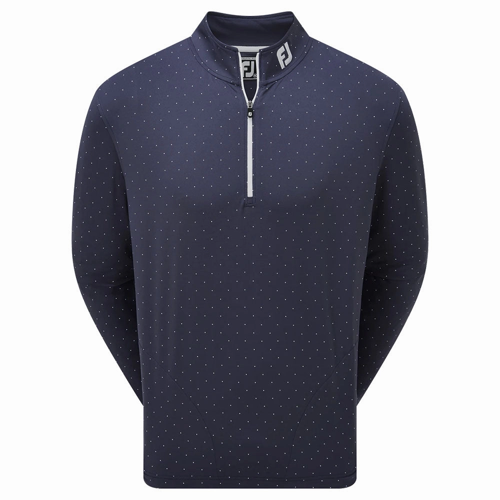absorbent Contrast Stitching FootJoy Pin Dot Print Chill-Out Pullover - Navy/White