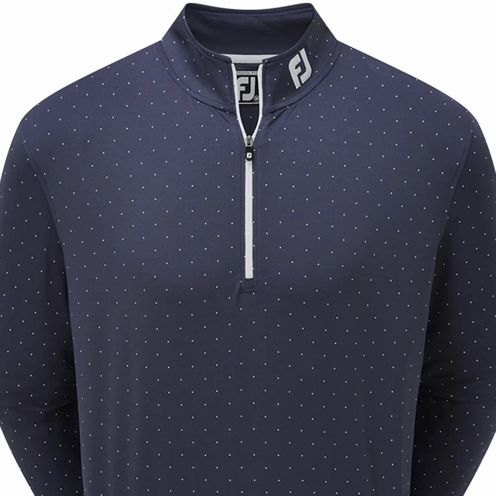 FootJoy Pin Dot Print Chill-Out Pullover - Navy/White Fresh Relaxed Daily Use