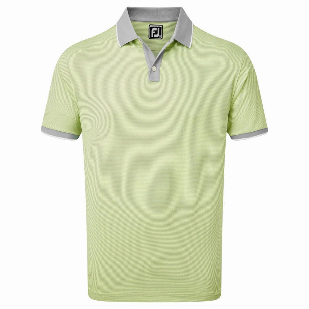 High Quality Printing FootJoy Pique Ministripe Polo Shirt - Grey/Lime