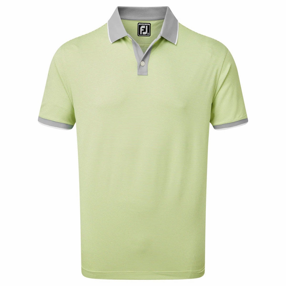 Leisure Casual FootJoy Pique Ministripe Polo Shirt - Grey/Lime