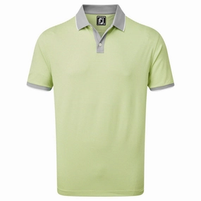 High Quality Printing FootJoy Pique Ministripe Polo Shirt - Grey/Lime