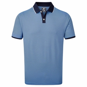 FootJoy Pique Ministripe Polo Shirt - Navy/Lagoon Soft Finish