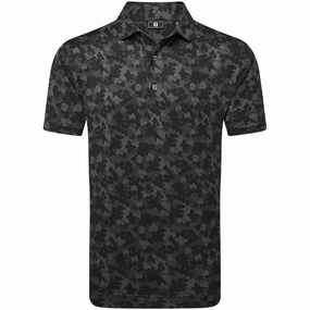 FootJoy Pop Camo Lisle Polo Shirt - Black Durable Stitching