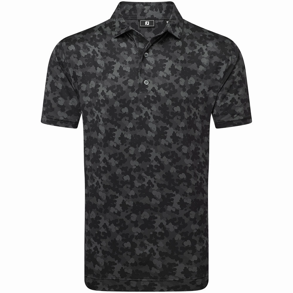 FootJoy Pop Camo Lisle Polo Shirt - Black Durable Stitching