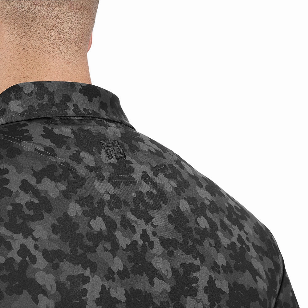 FootJoy Pop Camo Lisle Polo Shirt - Black Light and Breezy Neutral Color