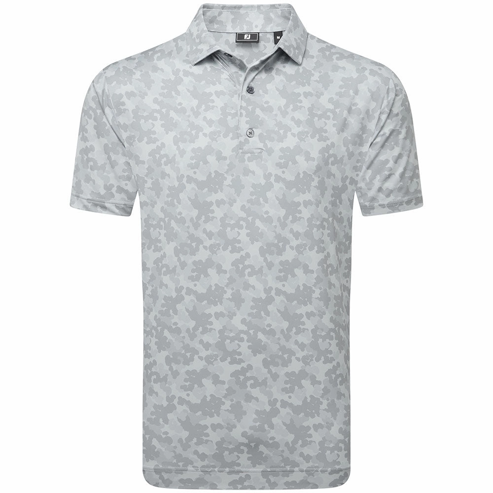 FootJoy Pop Camo Lisle Polo Shirt - Grey Cozy Touch Anti Pilling Surface