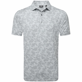 FootJoy Pop Camo Lisle Polo Shirt - Grey Cozy Touch Anti Pilling Surface