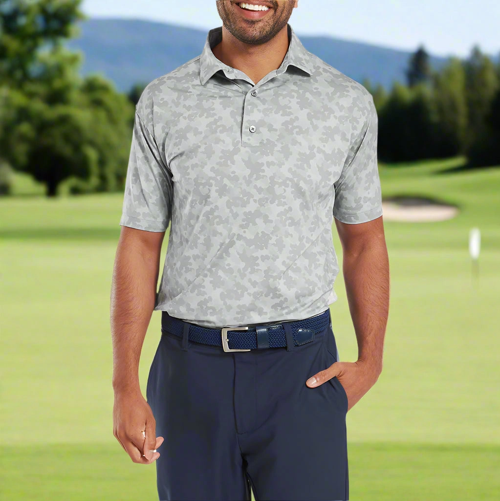 Luxurious Classic Vibes FootJoy Pop Camo Lisle Polo Shirt - Grey