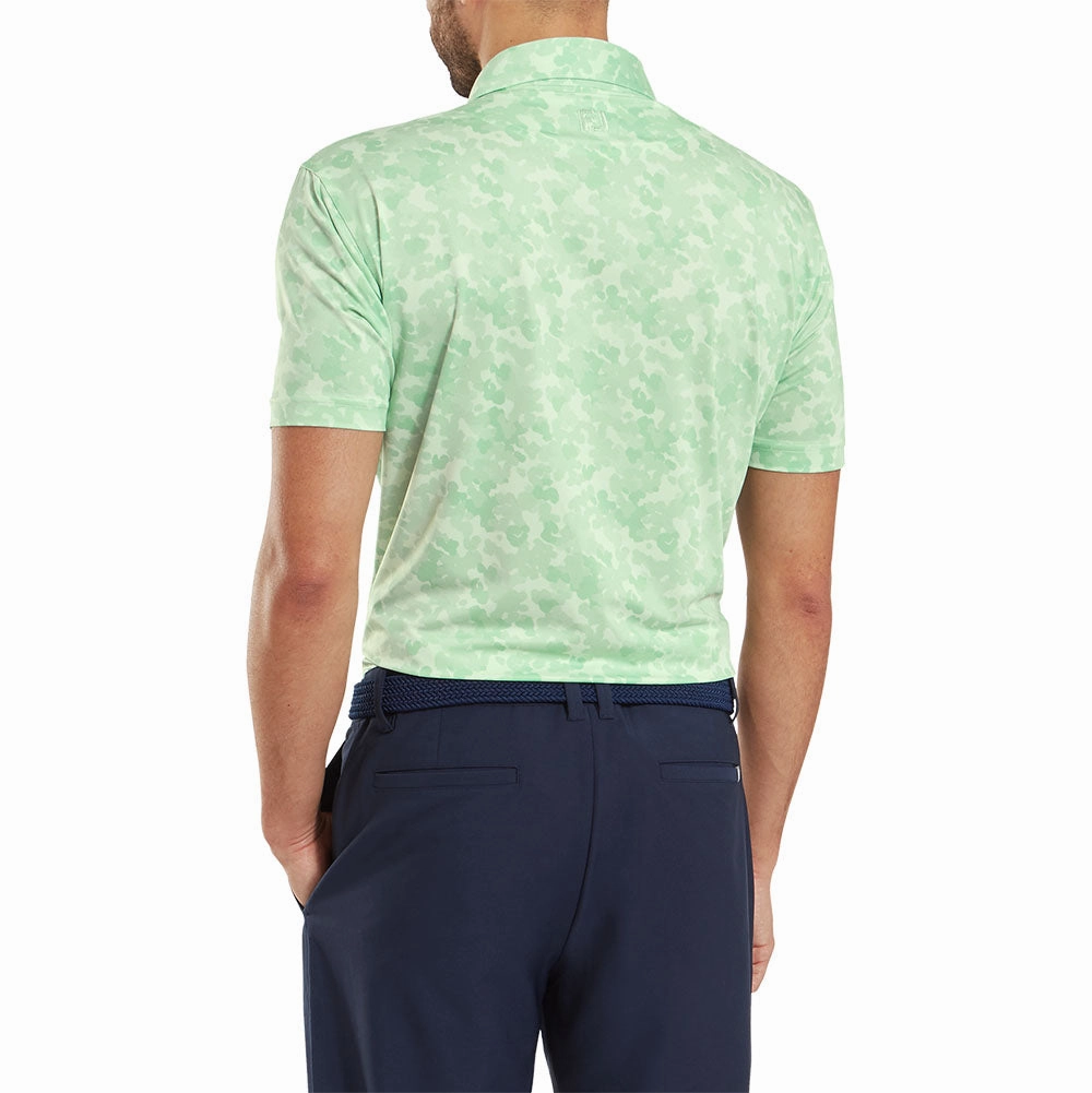 Foam Print Detail FootJoy Pop Camo Lisle Polo Shirt - Pistachio