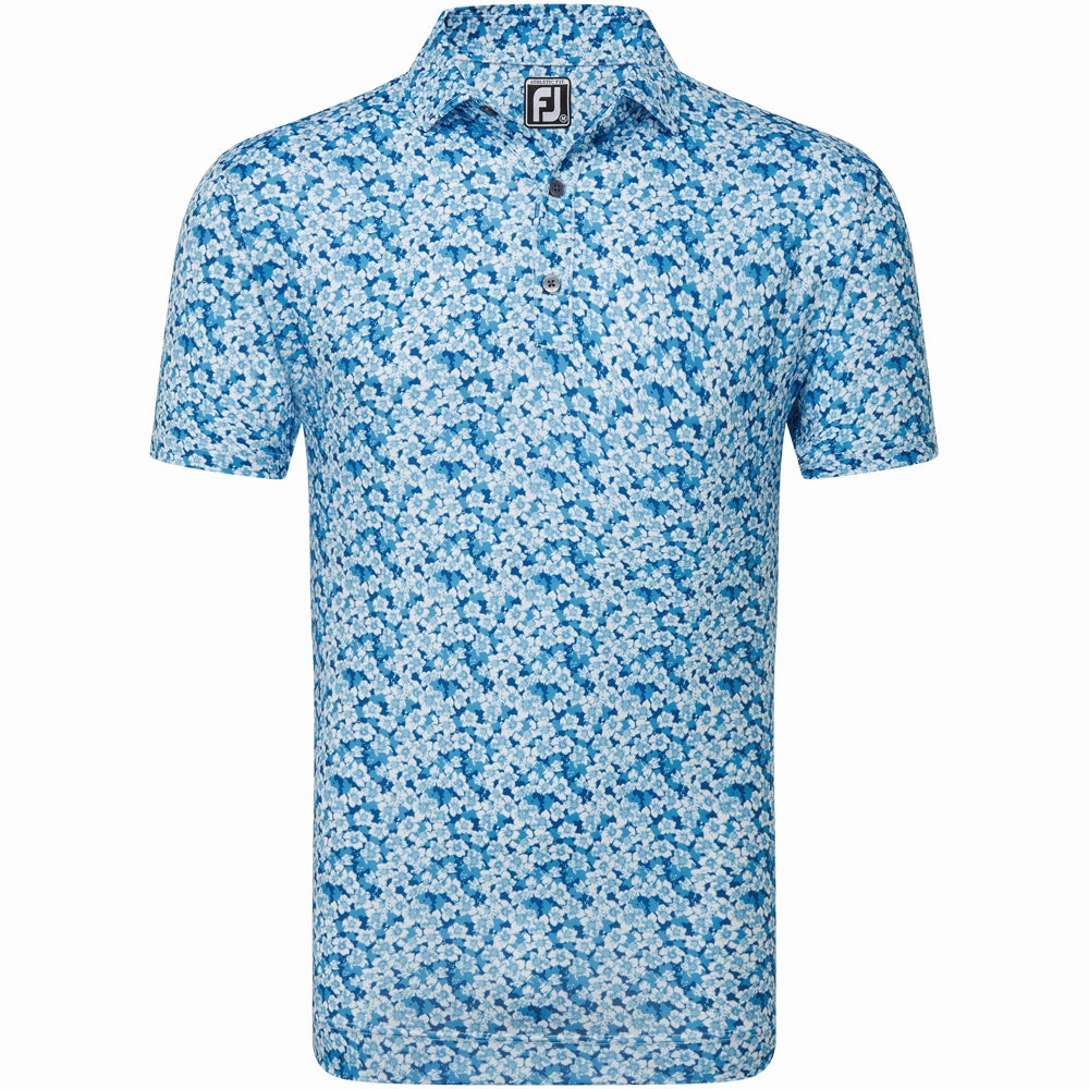FootJoy Primrose Print Lisle Polo Shirt - Ocean Outdoor Comfort Street Comfort