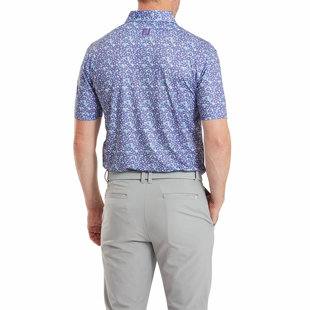 FootJoy Primrose Print Lisle Polo Shirt - Thistle Thermal Regulating Layer Essential Casual