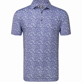 FootJoy Primrose Print Lisle Polo Shirt - Thistle Soft Brushed Finish