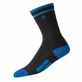 FootJoy ProDry Crew Junior Socks - Black/Blue Stride in
