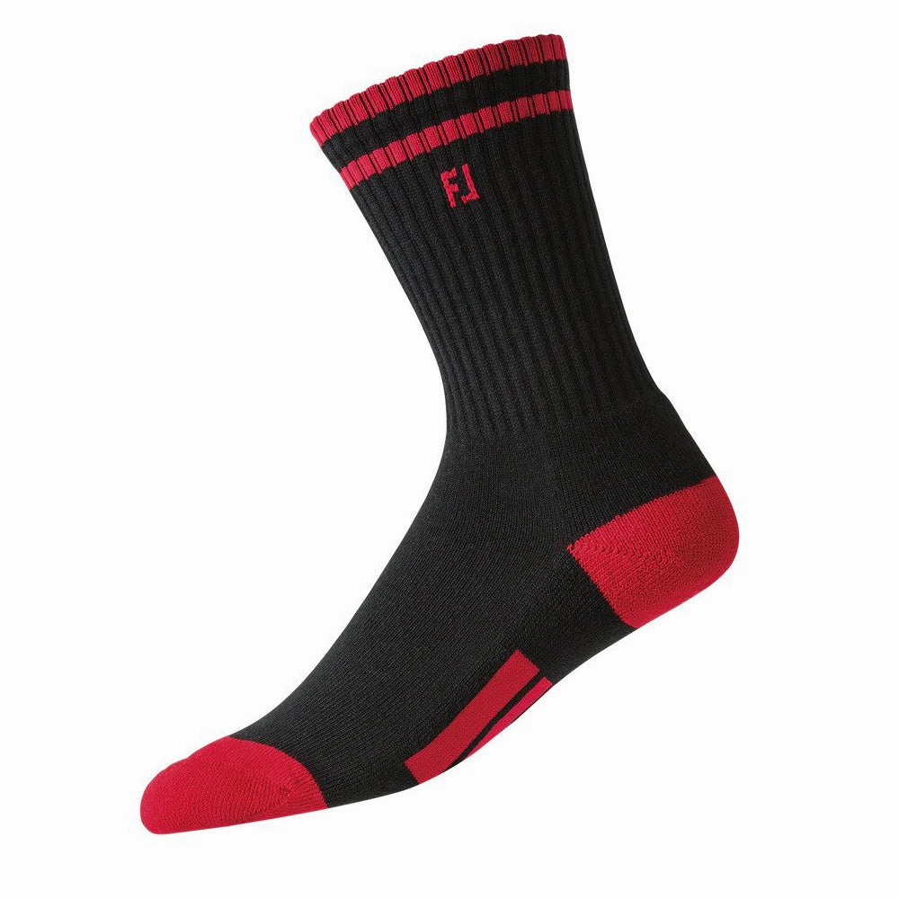 magnetic FootJoy ProDry Crew Junior Socks - Black/Red
