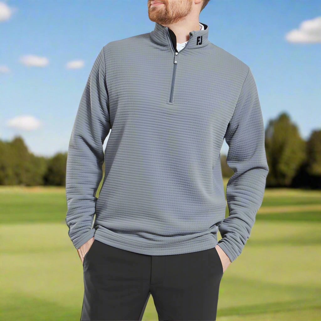 FootJoy Quilt Texture Chill-Out Pullover - Flint product nautical charm Front Pocket