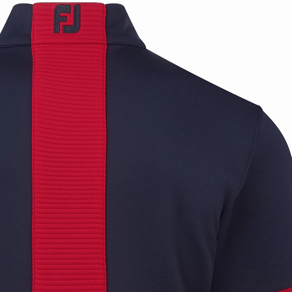FootJoy Ribbed Chill-Out XP 1/2 Zip Pullover - Navy/Bright Red Poolside Relax zippered