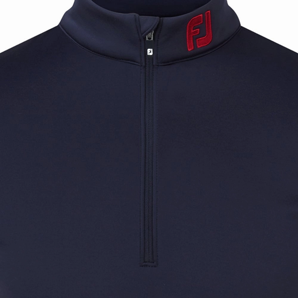 FootJoy Ribbed Chill-Out XP 1/2 Zip Pullover - Navy/Bright Red Versatile Top Weekend Wear